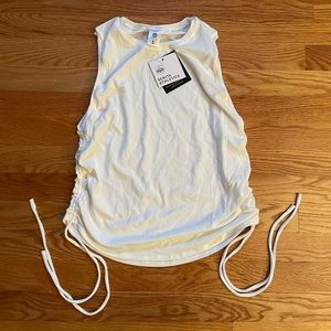 NWT SENITA Side Tie Shirred Tank White